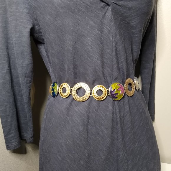 Colorful Chico's Metal Decorative Fashion Belt 42 Inches - Picture 2 of 15